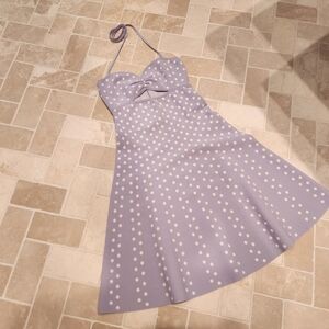 Ronny Kobo Polka Dot Shila Halter Dress in Lavender Lilac XS